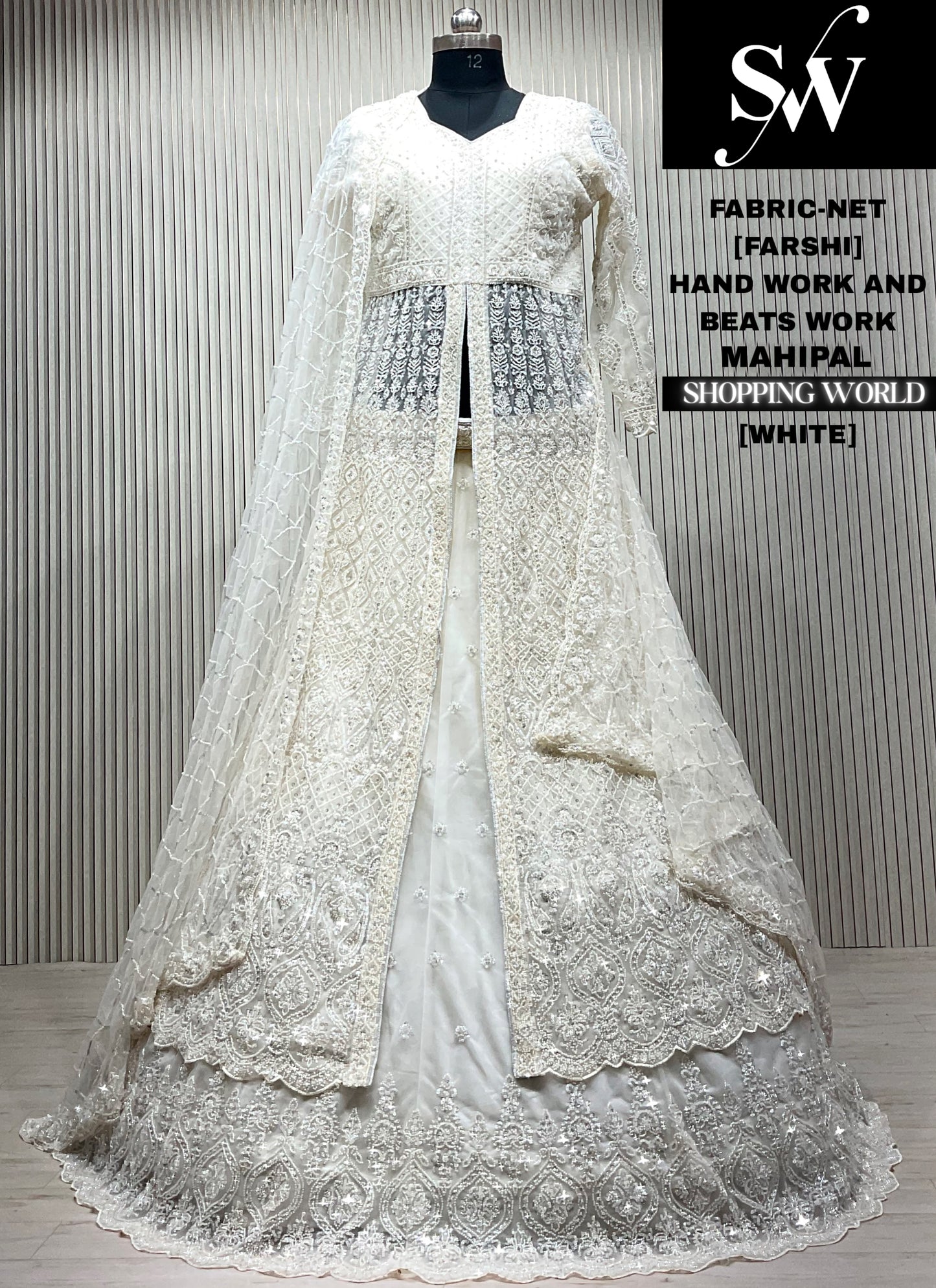 White net Long Farshi Garara Indo Western Dress