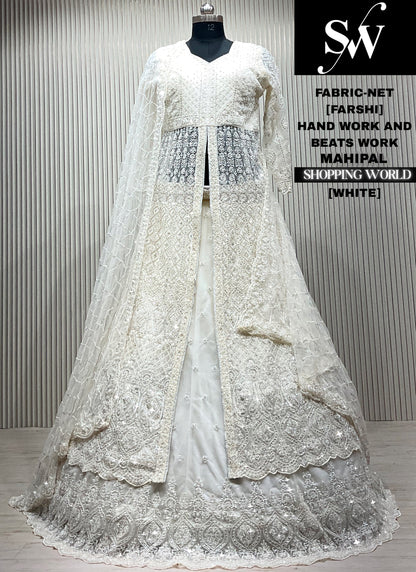 White net Long Farshi Garara Indo Western Dress