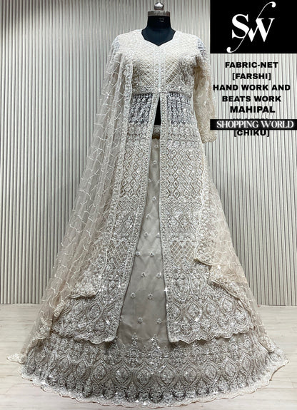 White net Long Farshi Garara Indo Western Dress