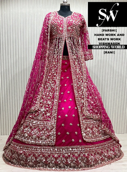 Maroon net Long Farshi Garara Indo Western Dress
