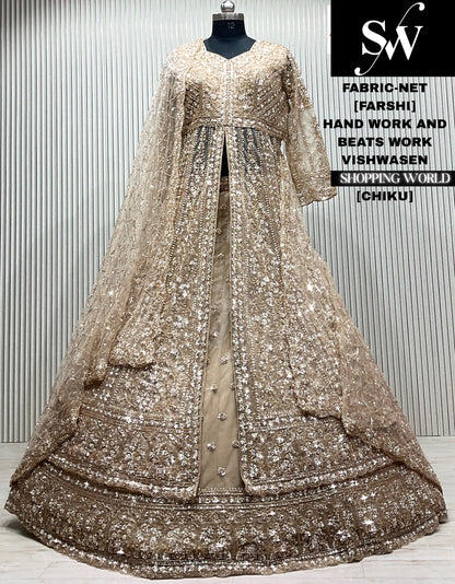 Maroon net Long Farshi Garara Indo Western Dress