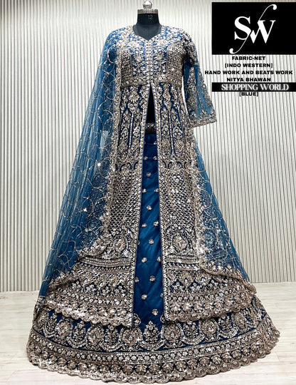 Organe net Long Farshi Garara Indo Western Dress