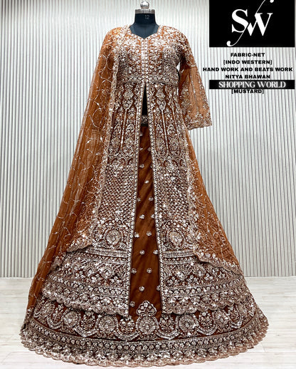 Organe net Long Farshi Garara Indo Western Dress