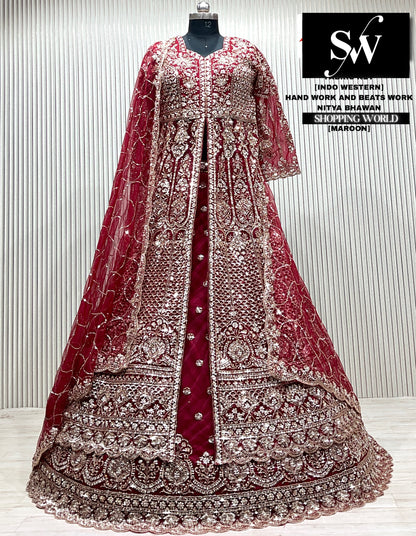 Organe net Long Farshi Garara Indo Western Dress