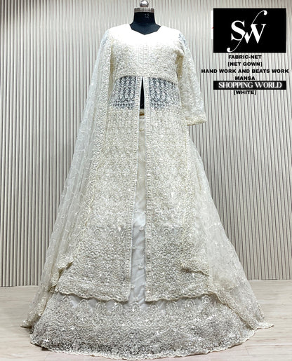 Golden chiku net Long Farshi Garara Indo Western Dress