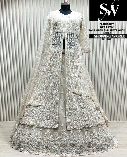 Golden chiku net Long Farshi Garara Indo Western Dress