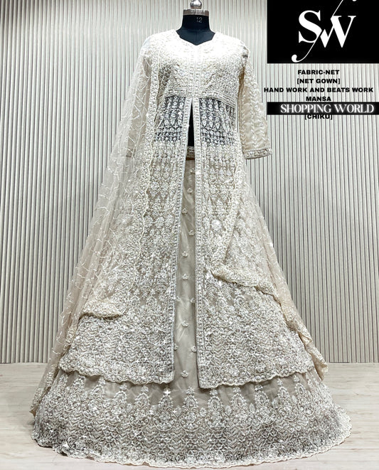 Golden chiku net Long Farshi Garara Indo Western Dress