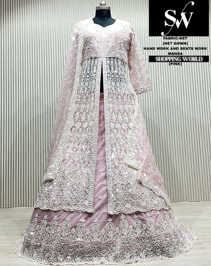 Golden chiku net Long Farshi Garara Indo Western Dress