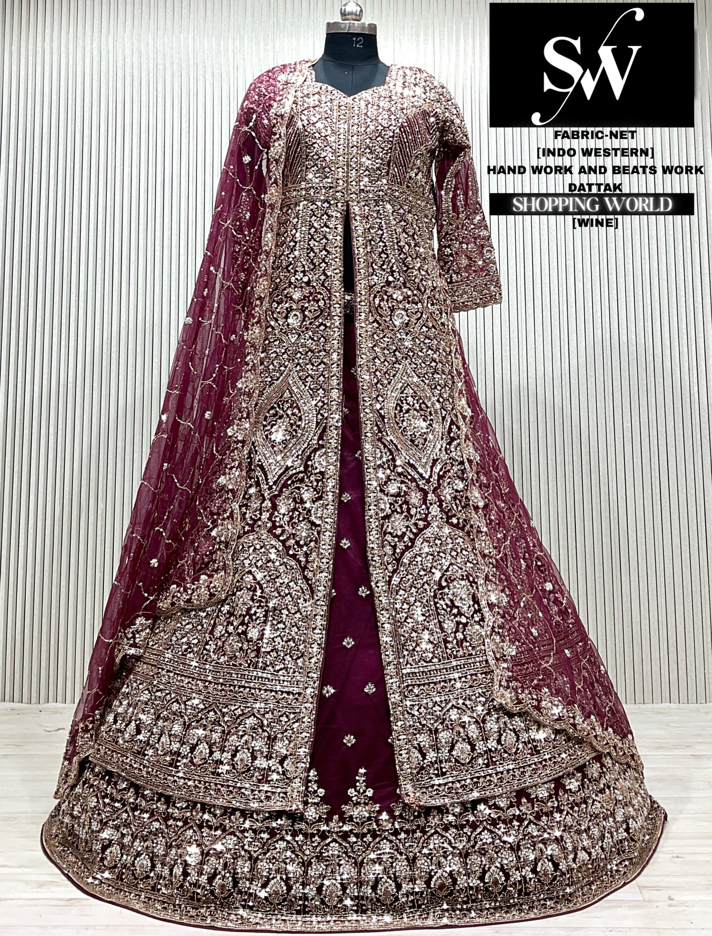 Wine maroon Long Farshi Garara Indo Western Dress