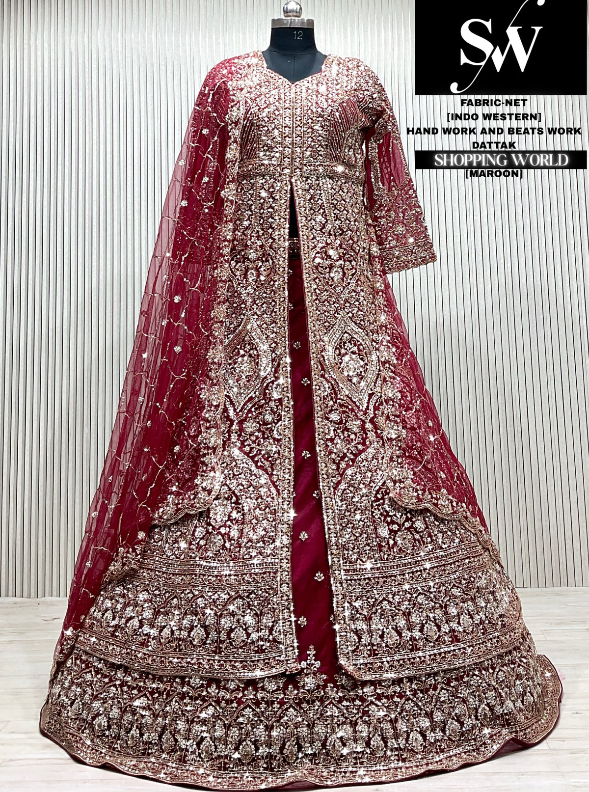 Wine maroon Long Farshi Garara Indo Western Dress