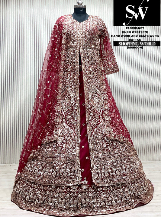 Wine maroon Long Farshi Garara Indo Western Dress