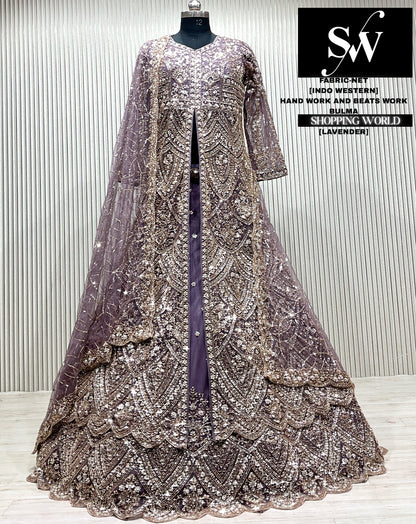 Sky blue Long Farshi Garara Indo Western Dress