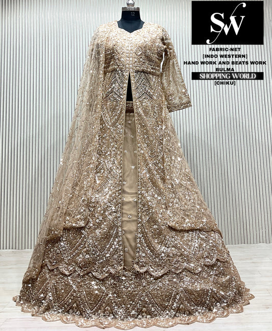 Lavender Long Farshi Garara Indo Western Dress