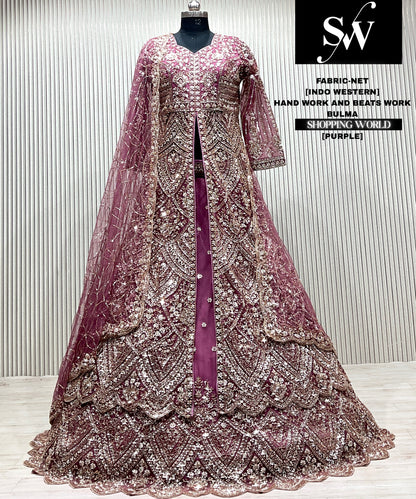 Sky blue Long Farshi Garara Indo Western Dress