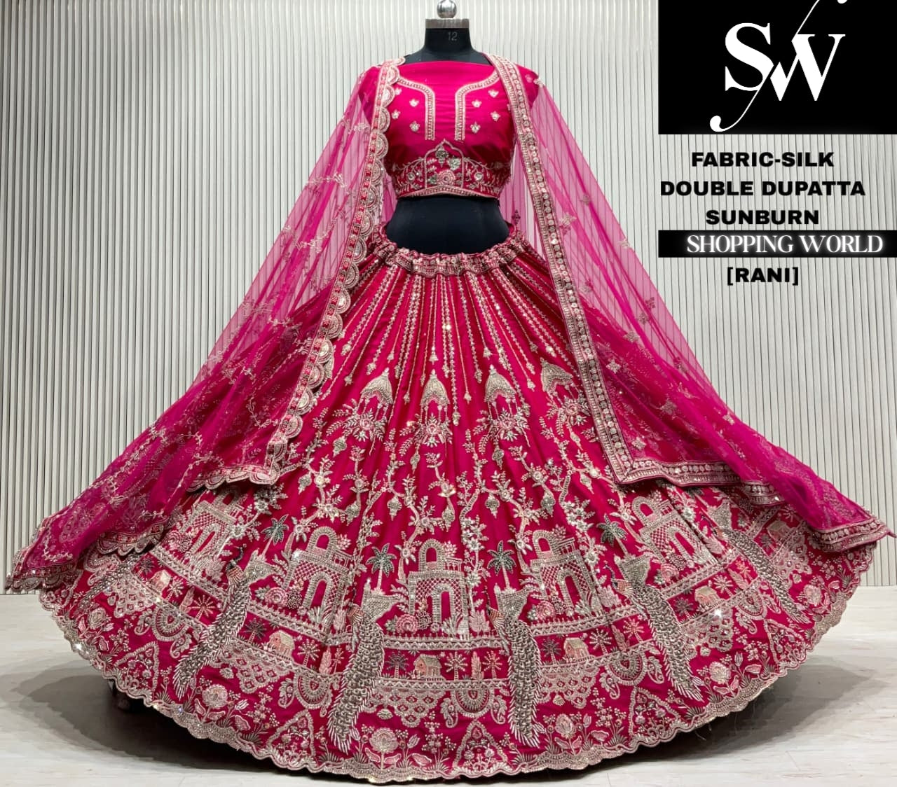 Red double dupatta Lehenga