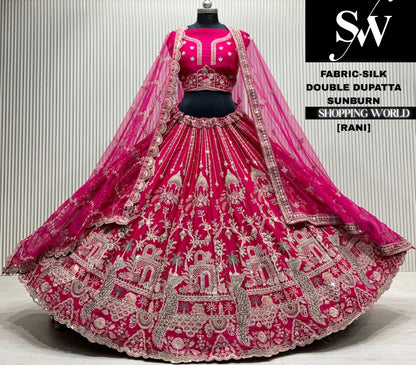 Red double dupatta Lehenga