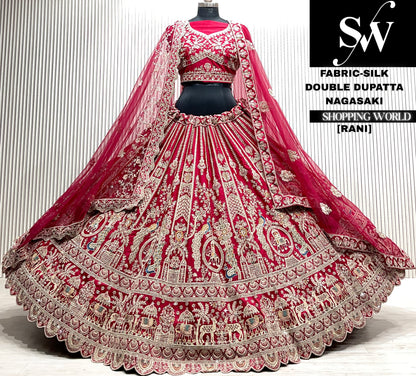 Maroon double dupatta Lehenga