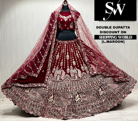 D.maroon double dupatta Lehenga