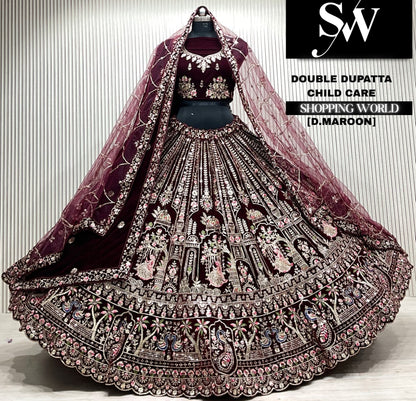 Rani pink double dupatta Lehenga