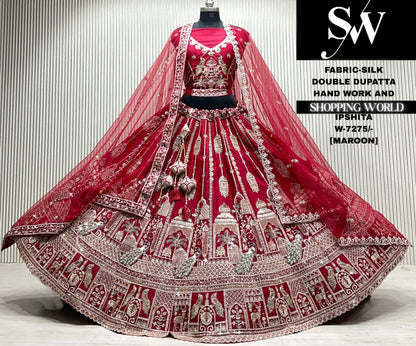 Rani pink double dupatta Lehenga