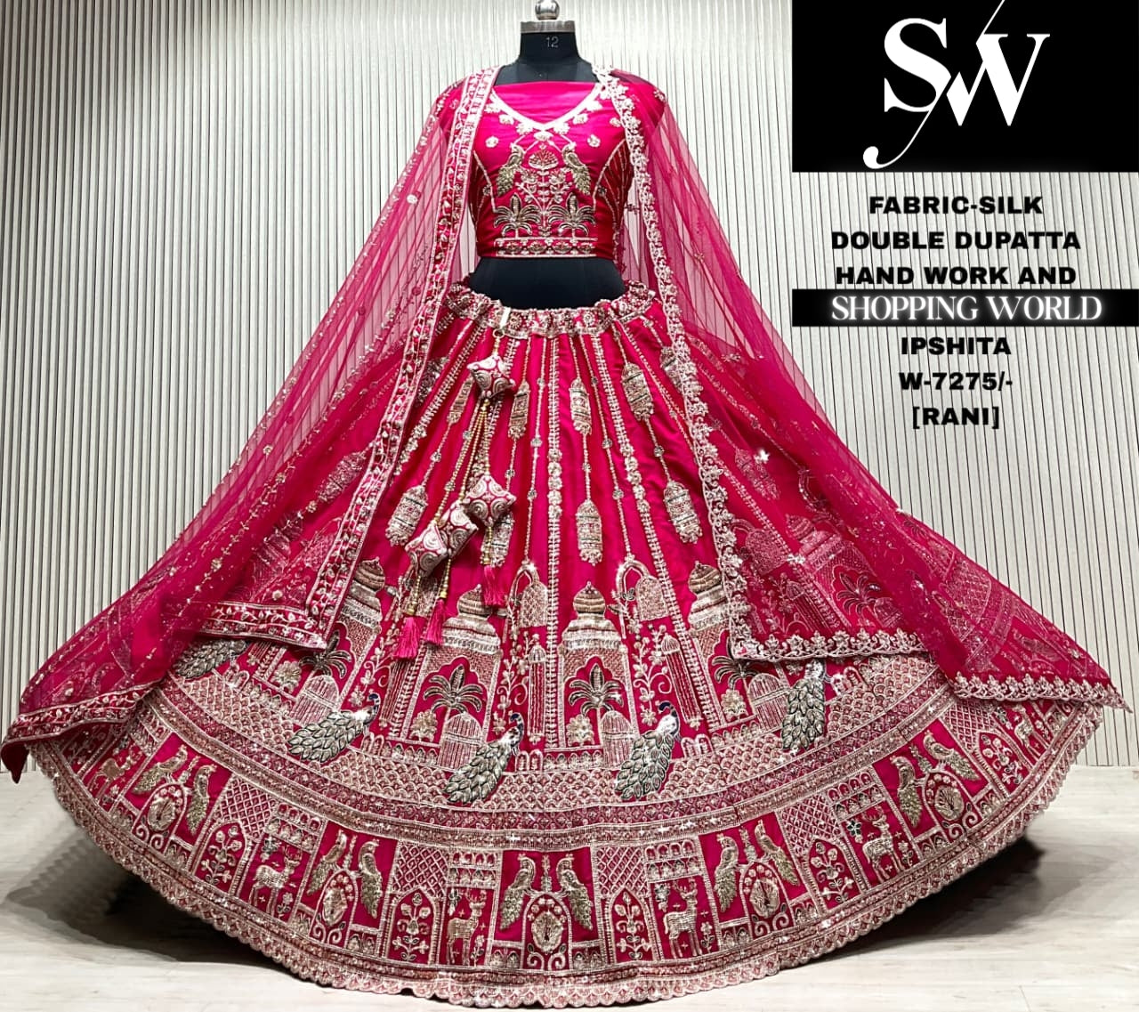 Rani pink double dupatta Lehenga