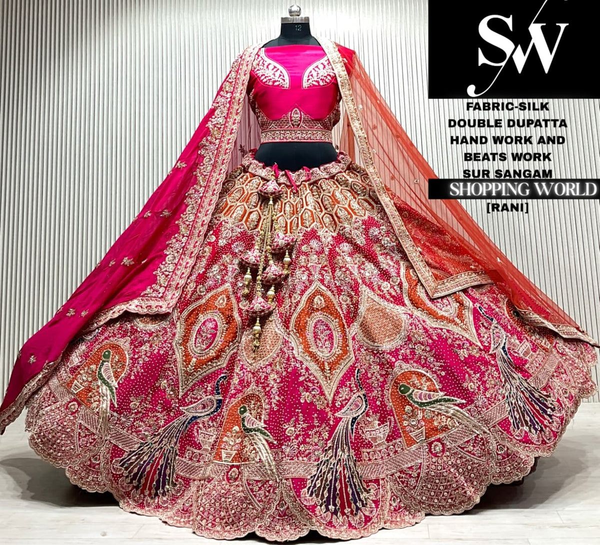 Rani pink double dupatta Lehenga