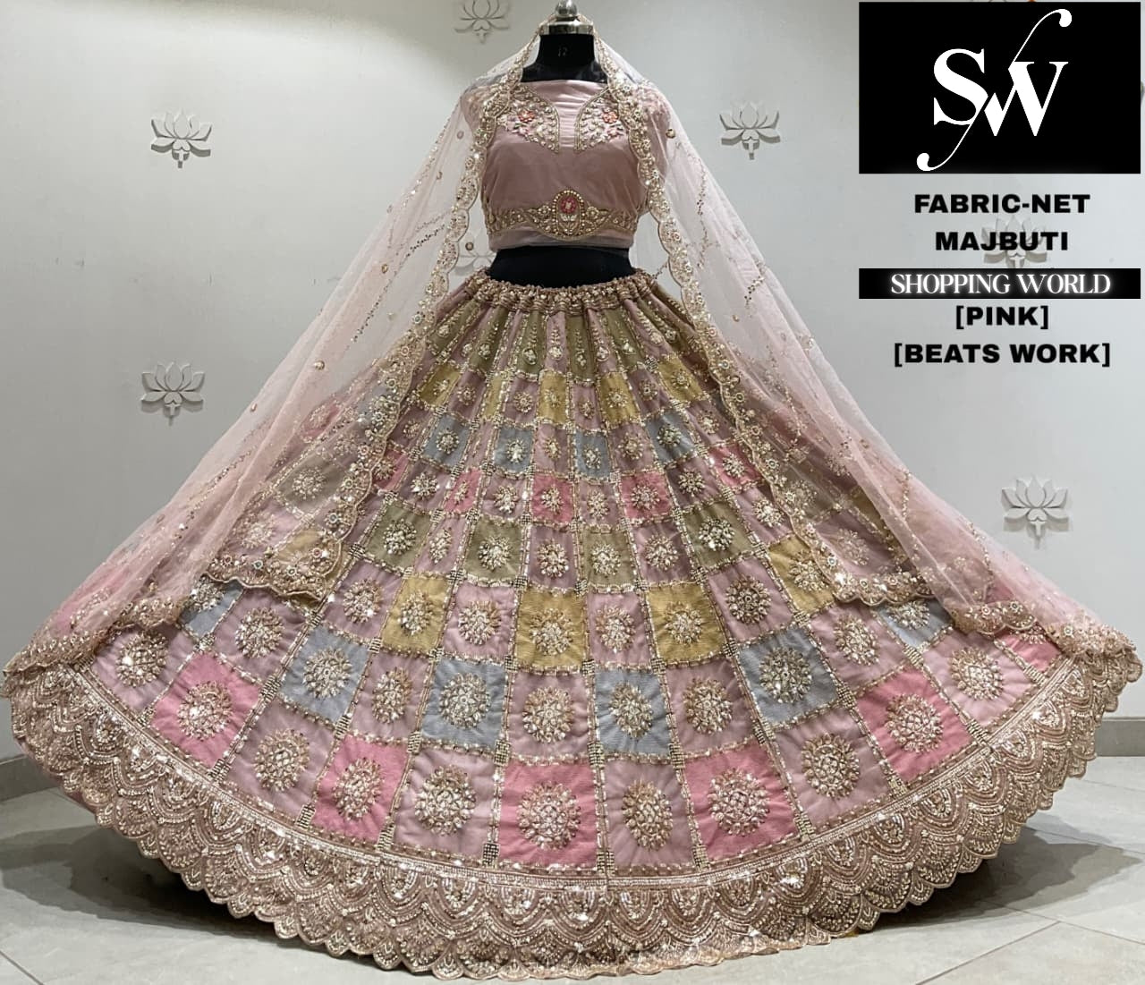 Pink net Lehenga