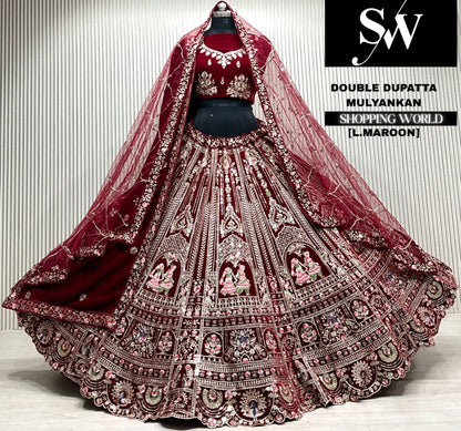 D.maroon double dupatta Lehenga
