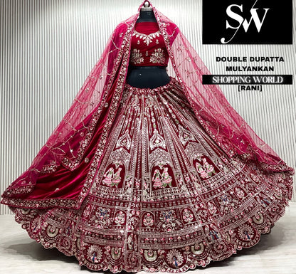 D.maroon double dupatta Lehenga