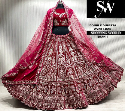 D.maroon double dupatta Lehenga