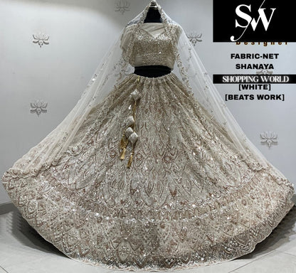 White net crop top Lehenga