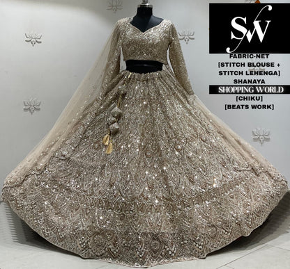 White net crop top Lehenga