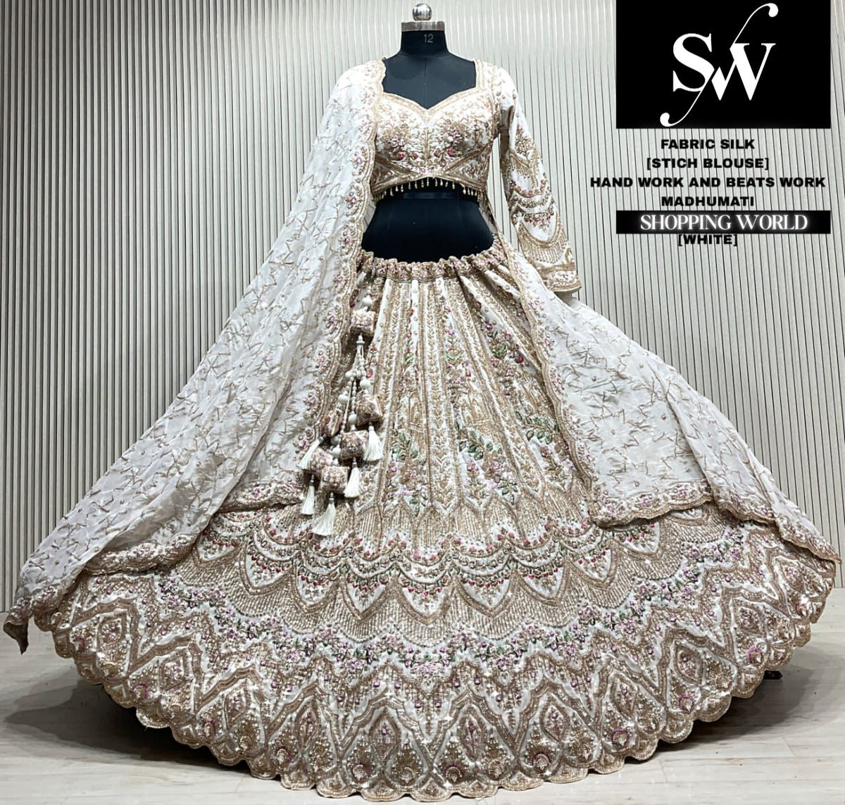 White silk Lehenga