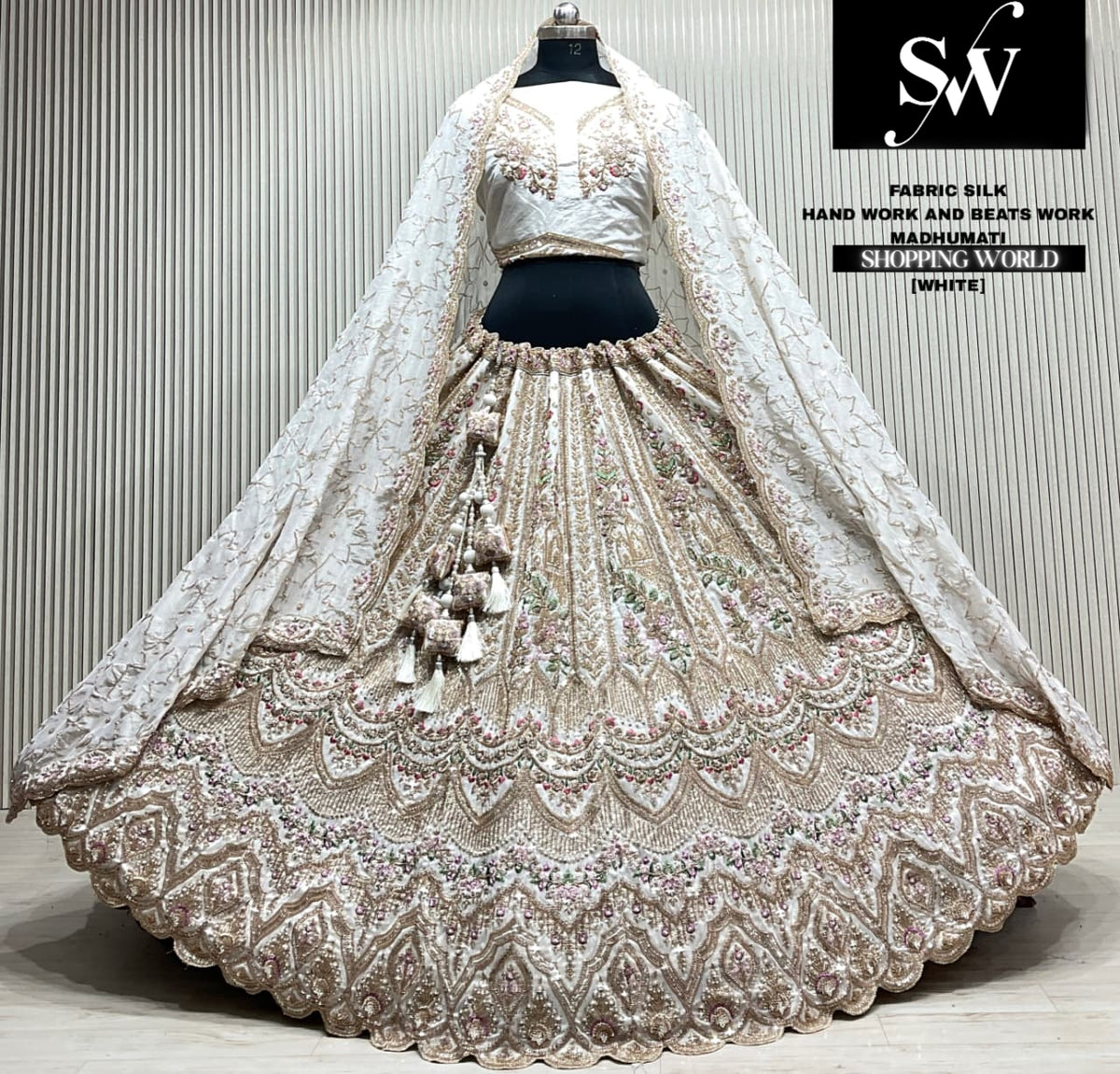 White silk Lehenga