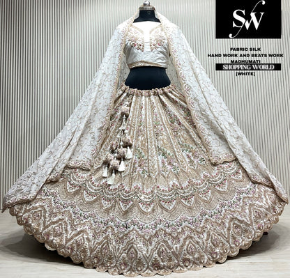 White silk Lehenga