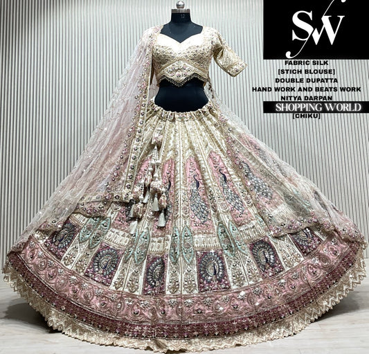 Golden chiku silk crop top Lehenga