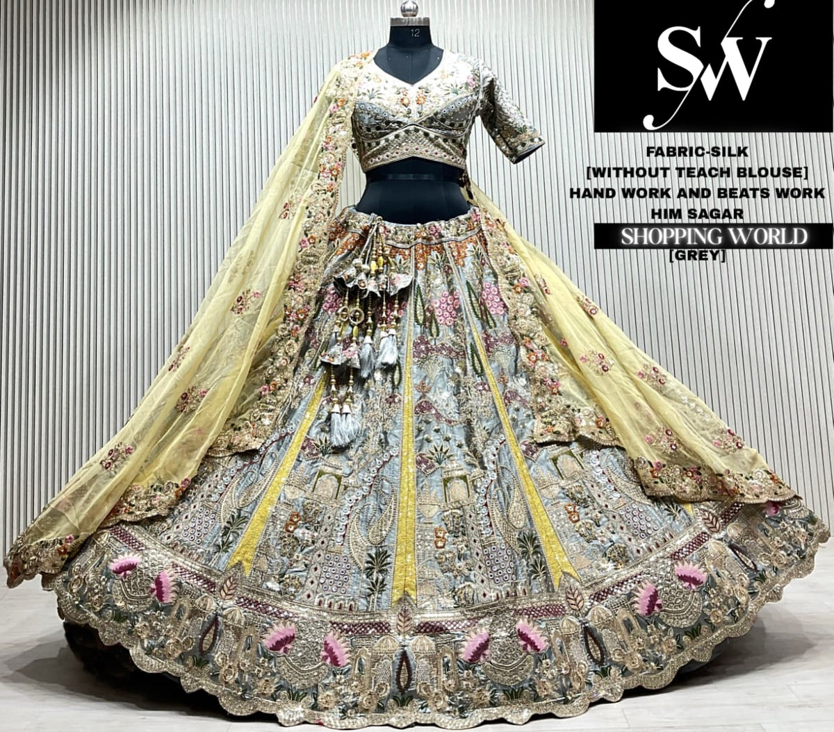 Pista green silk crop top Lehenga