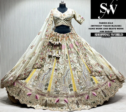 Pista green silk crop top Lehenga