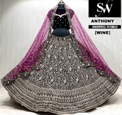 Wine bridal Lehenga