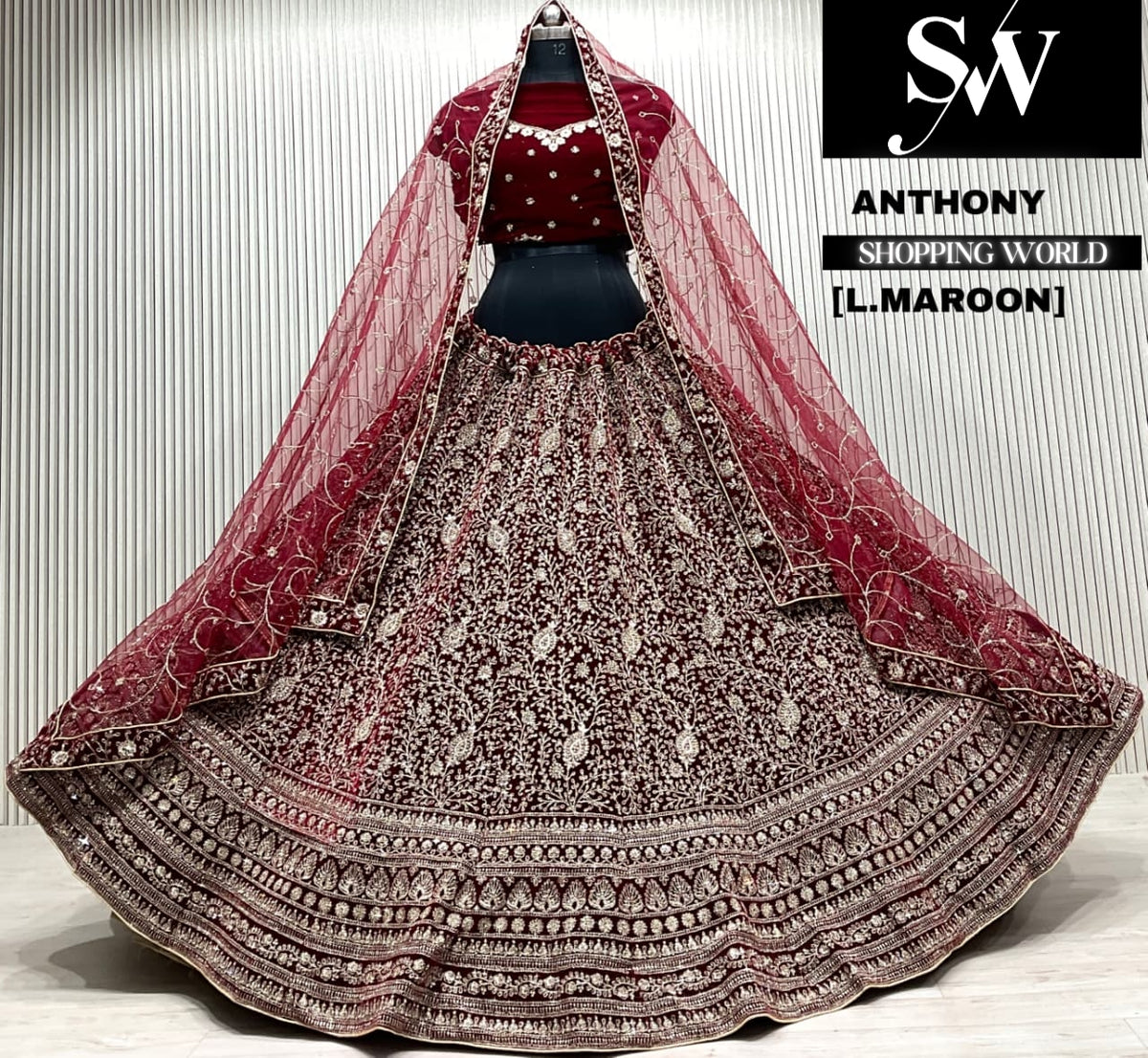 Wine bridal Lehenga