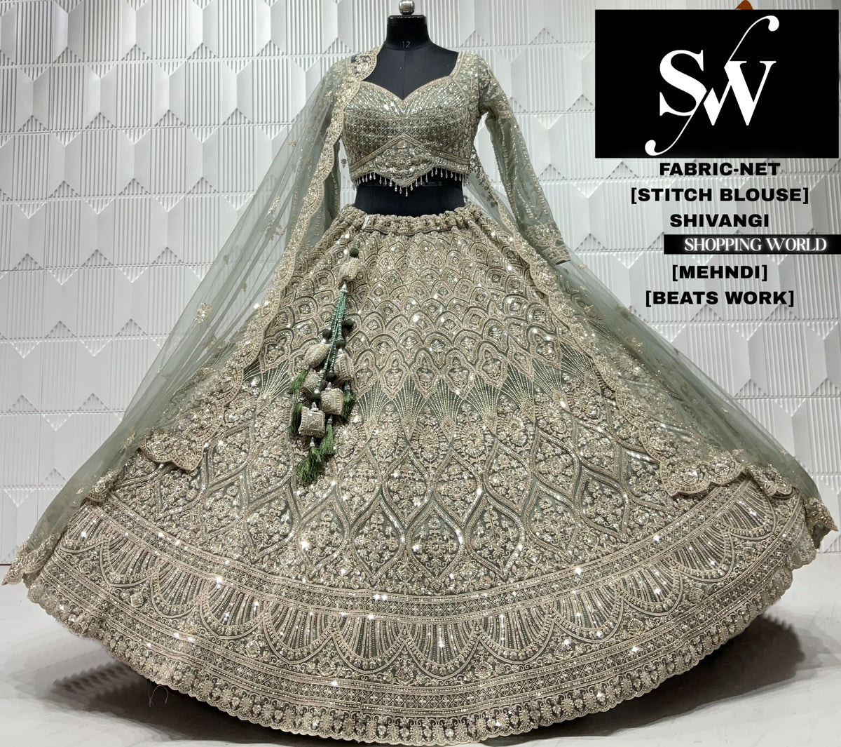 White net crop top lehenga