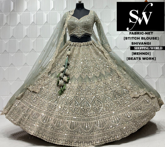 Mehendi green crop top lehenga