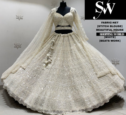 White net crop top lehenga