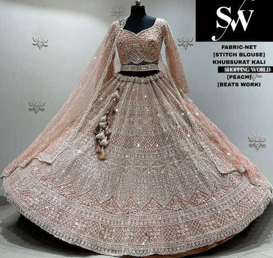 Pista green net crop top lehenga
