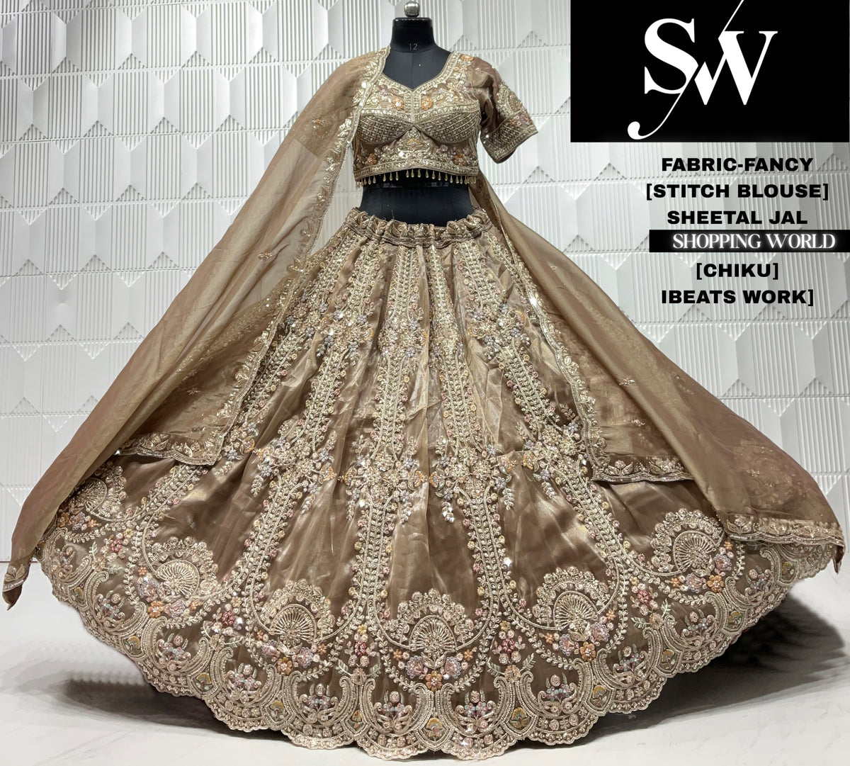 Sky green fancy crop top lehenga