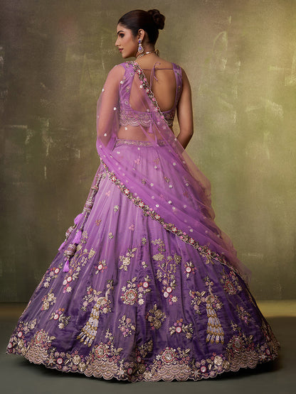 Astonishing Purple Tissue Fabric Sequins Lehenga 6162