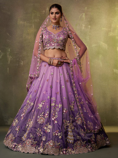 Astonishing Purple Tissue Fabric Sequins Lehenga 6162