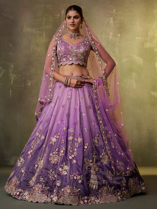 Astonishing Purple Tissue Fabric Sequins Lehenga 6162