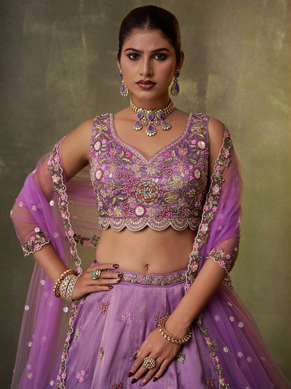 Astonishing Purple Tissue Fabric Sequins Lehenga 6162