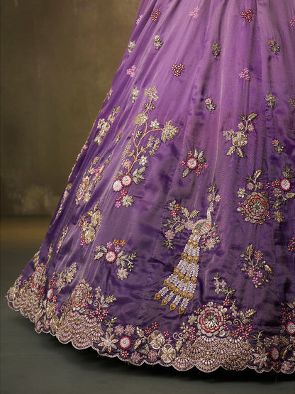 Astonishing Purple Tissue Fabric Sequins Lehenga 6162